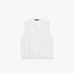 zara tie embroidered top